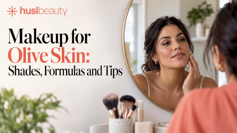 Woman with olive skin checking her makeup