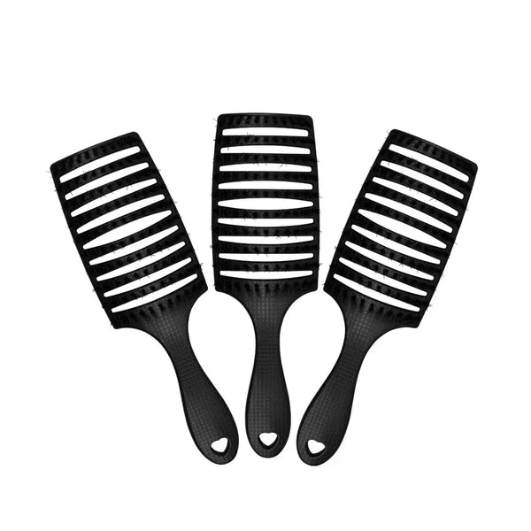 HHB Happy Detangler Paddle Brush - Black (3 Pack)